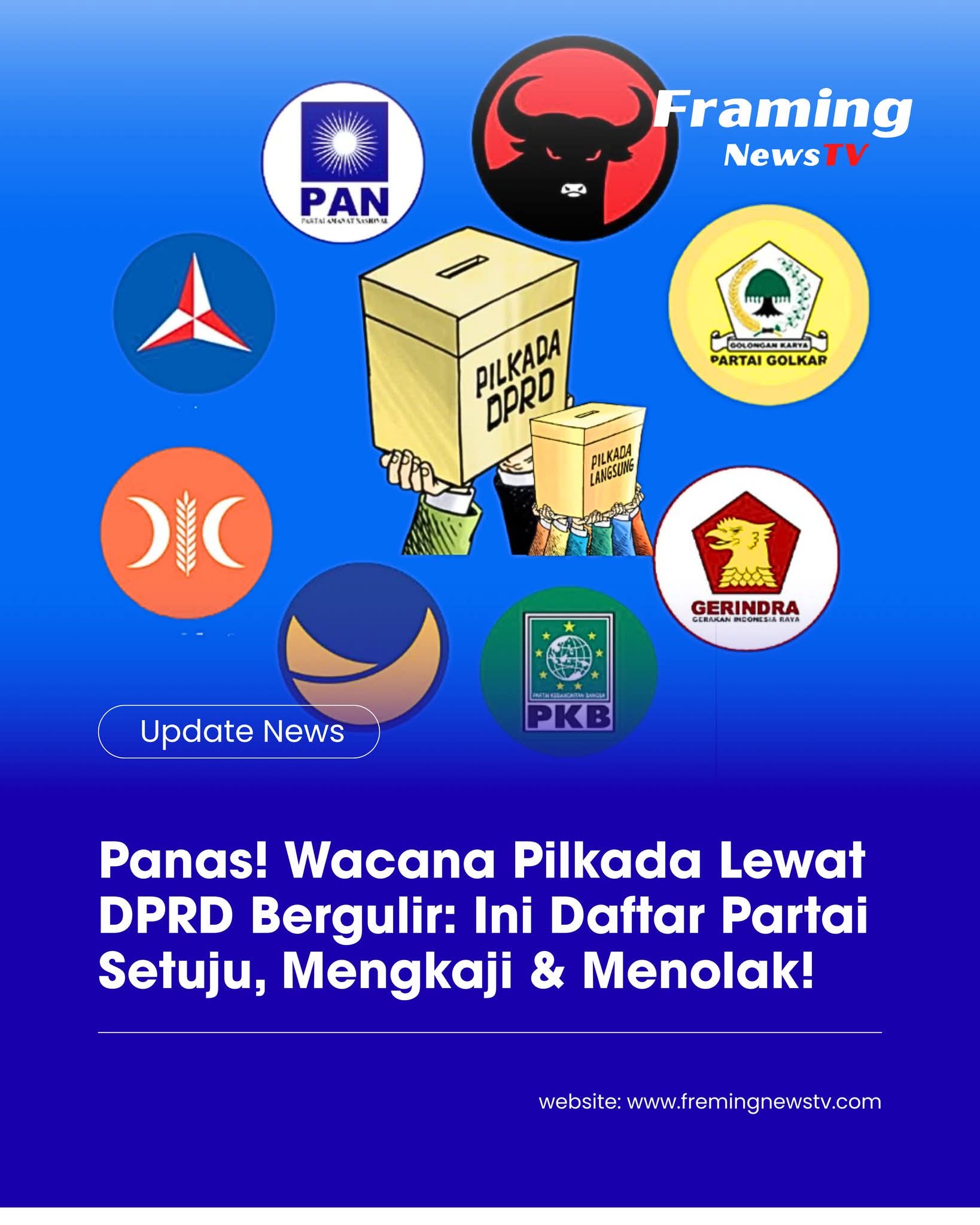 Panas! Wacana Pilkada Lewat DPRD Bergulir: Ini Daftar Partai Setuju, Mengkaji dan Menolak!